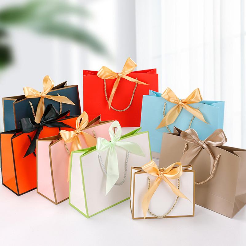 1 buc. Sac de cadou multicolor sac de hârtie pentru cadou pentru pijama haine hârtie kraft cărți fundă panglică portabil cu mâner