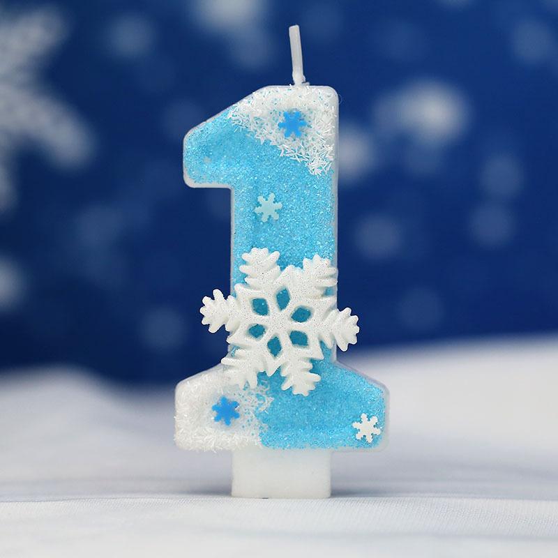 Blue Snowflake Birthday Frozen Candles 0-9 Number Cake Candle Princess Cake Topper Birthday Party Decoration Party Cake Supplies