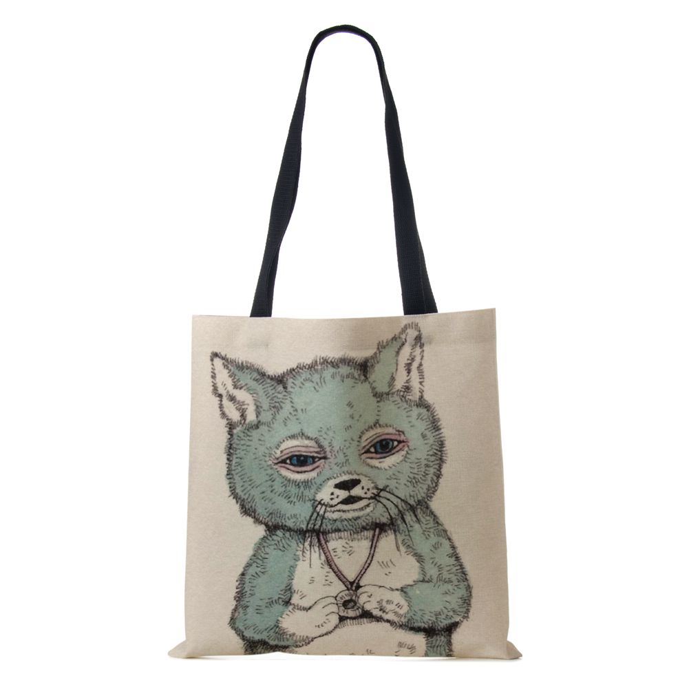 Women Canvas Shoulder Bag Shopper Bear Harajuku Casual Handbag Kawaii Eco Reused Large Capacity Travel  Tote Books Bag CLE
