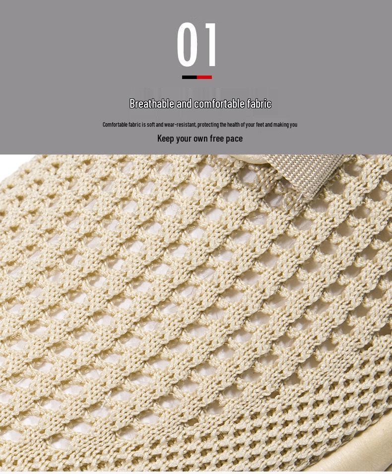 Men's Summer Breathable Mesh Flyknit Shoes - Korean Style, Slip-On, Hollow Design