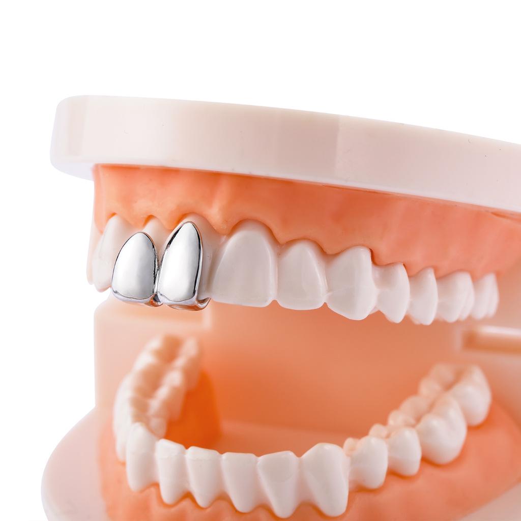 Gold Hip-Hop Fang Grillz Costume for Two Teeth - American & European Style