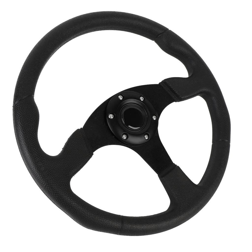 14in Universal Racing Steering Wheel PU Leather Aluminum Frame Universal Fit for 6 Holes Hub Adapter Black