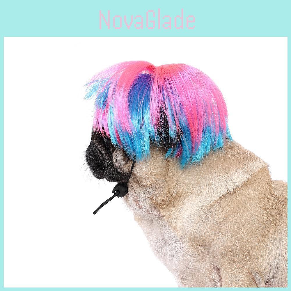 Adorable Pink Blue Shaggy Pet Wig For Halloween Festivities And Costume Parties