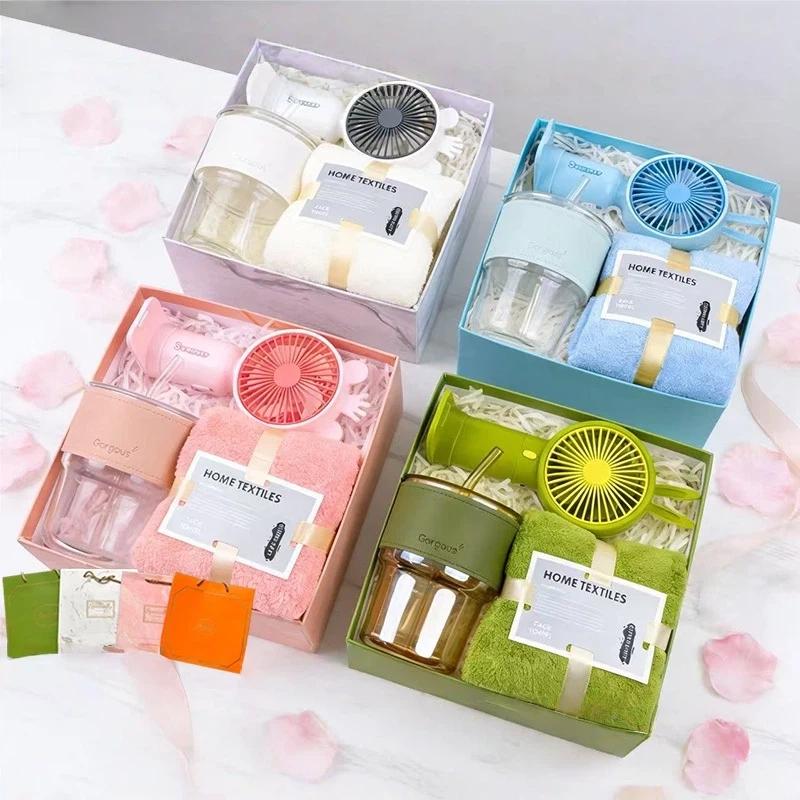 Summer Gift Set Includes Insulated Stainless Steel Water Bottle Mini Fan Upf50 Sun Umbrella For Birthday Gifts Summer Activities