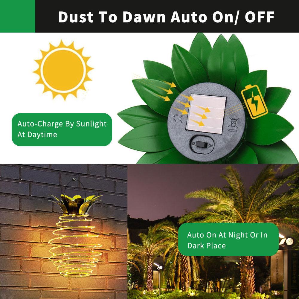 2 Pcs Solar Spiral Hanging Lantern Warm White Water Proof Outdoor LED Hanging Light for Garden Landscape