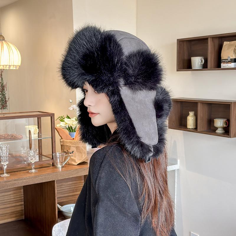 New Autumn and Winter Men's Lei Feng Hat Thickened Cold-proof Plush Warm Ear Protection Plus Velvet Outdoor Travel Women's Hat