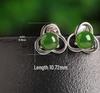 **Green Jade Flower Stud Earrings for Women - 925 Sterling Silver with Certificate**
