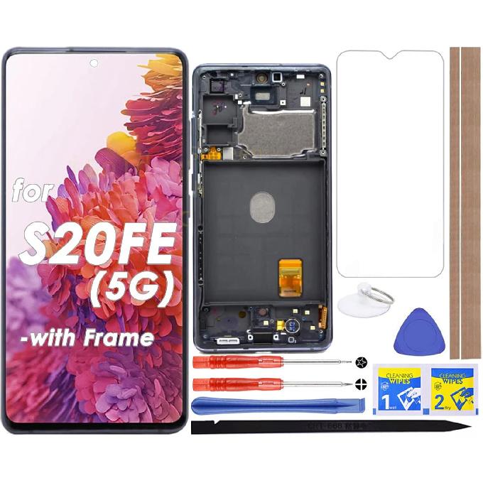 Замена LCD-экрана с сенсорным дигитайзером в сборе для Samsung Galaxy S20 FE 5G SM-G781 SM-G781B SM-G781U SM-G781F/DS SM-G781W 6.5 (с рамкой)