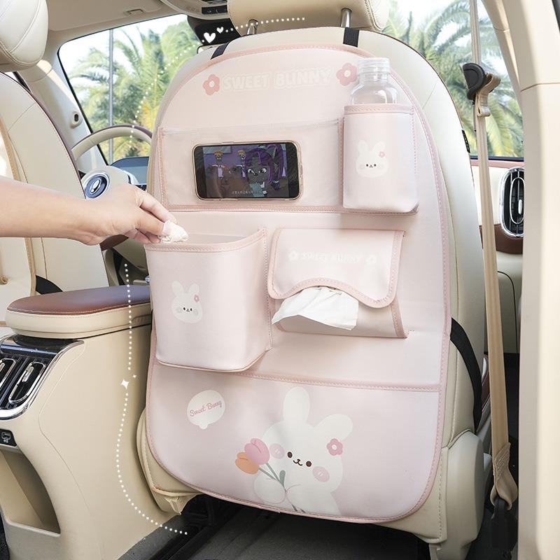 Cartoon Bear Car Hanging Storage Bag Seat Back Anti Kick Pad