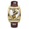 Reloj Mecánico Automático Transparente Hombre Steampunk Esqueleto Engranaje de Lujo Cuerda Automática Cuero Relojes de Hombre Montre Homme