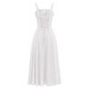 Bohemian Style Summer Dress Adjustable Drawstring Corset Versatile Square Cut Midi Dress Side Zipper Solid Color Dress