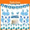 Żywy Błękitny Detektyw Zestaw Dekoracji na Urodziny dla Dzieci z Banerem Happy Birthday i Balonami
