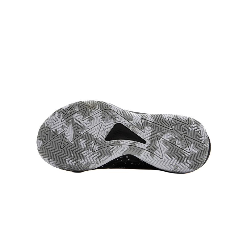 Li Ning Kids Basketball Synthetic Leather Fabric Bloom Trendy Comfortable Non-Slip Basketball Shoes Kids sneaker Black Shadow-Gray YKBU082-11