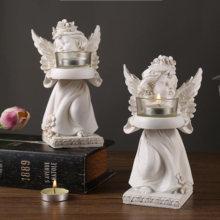 New High-end European Retro Angel Candle Holder Decoration Home Desktop Decoration Romantic Candlelight Decoration Handicrafts