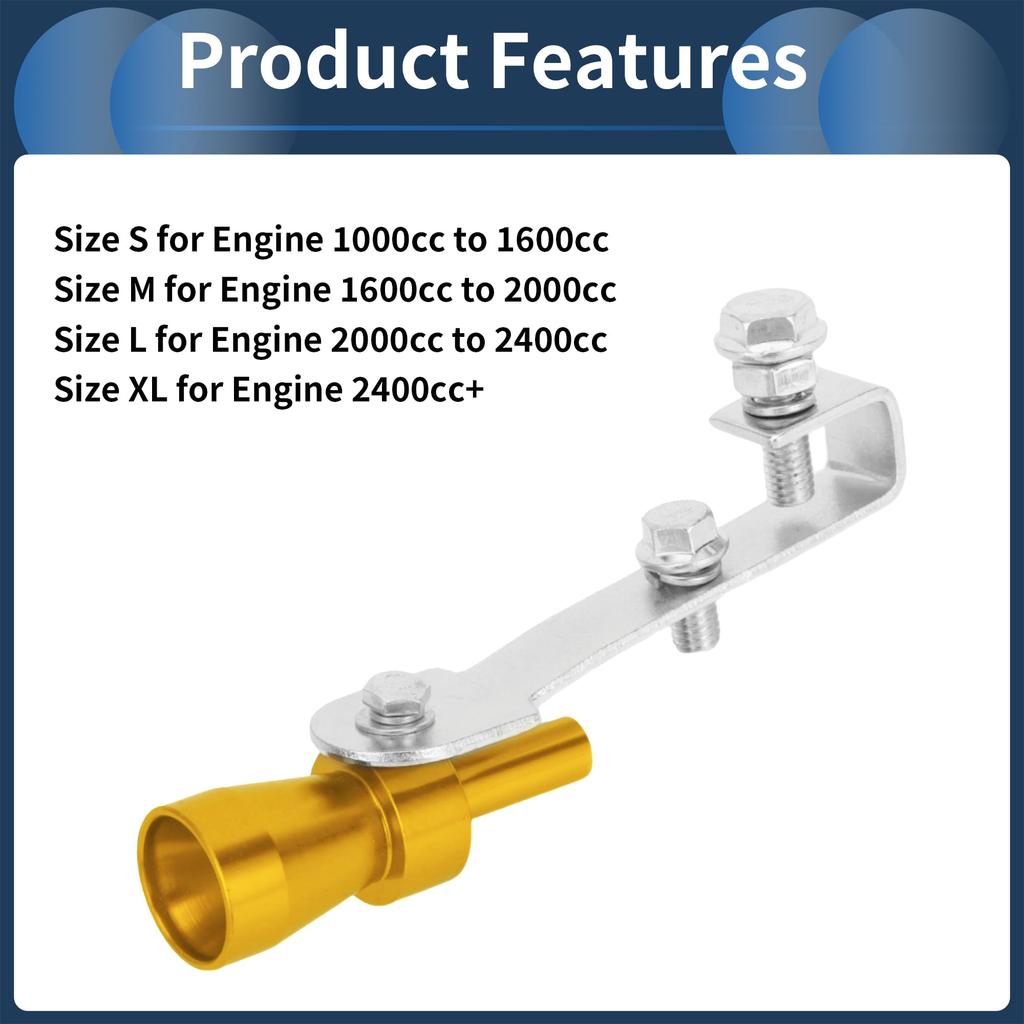 INFINAUTO Turbo Sound Exhaust Muffler Pipe Whistle Rear Tail Pipe S Carbide Chrome Manufacturer Aluminum Gold Tone 1 Set