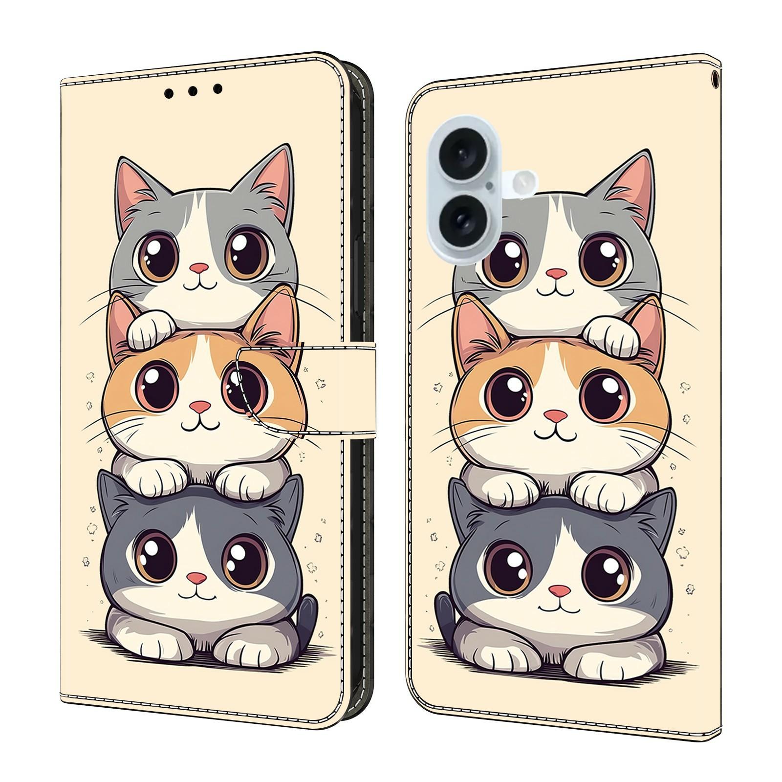 For iPhone 17 Wallet Case Foldable Stand Pattern Printing Leather Flip Phone Cover