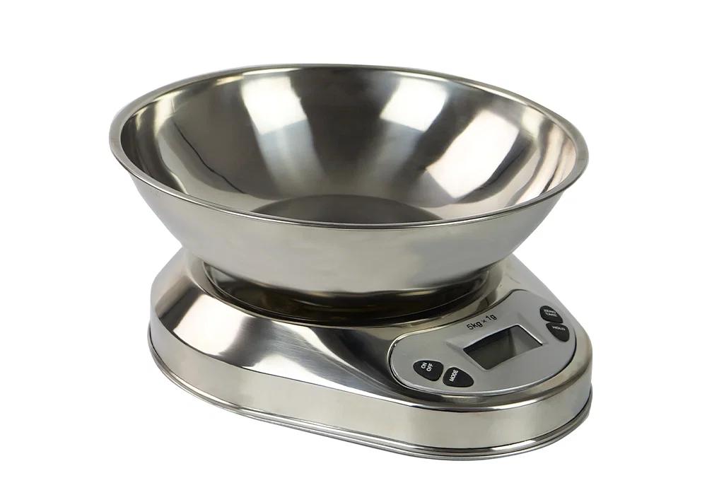Electronic Kitchen Scale with Bowl Up to 5 , Metal, Accurate 1 Wagpro-K5C