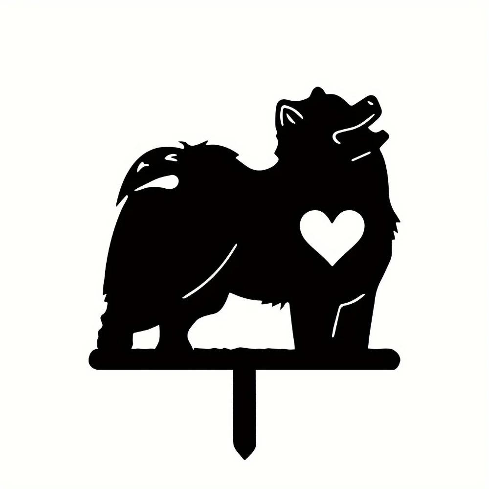 Cute Dog Garden Stake Iron Art Silhouette Metal Yard Sign Creative Outdoor Garden Decoration for Courtyard and Pet Commemoration