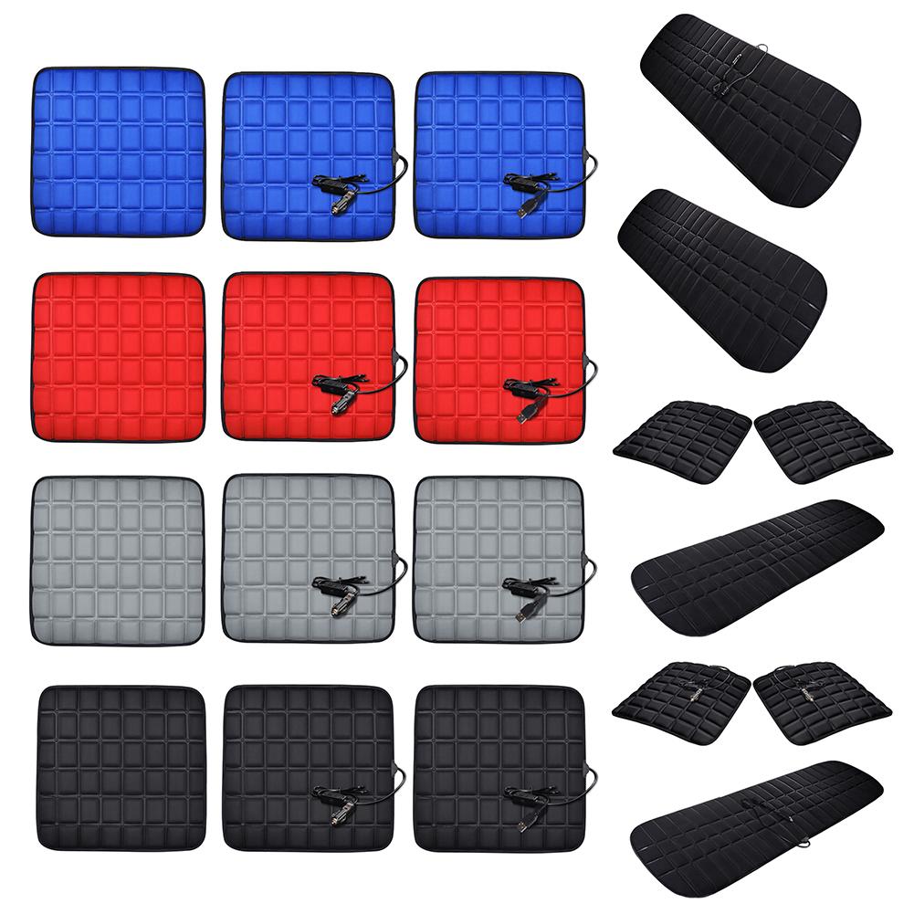 12V Front Rear Seat Pad Chair Cushion Electric Heating Protector Pad 5V USB Heated Car Seat Cover Protector