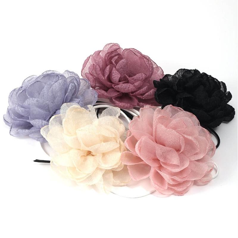 Vintage Big Flower Choker Necklace for Women Gifts Elegant Lace-up Rope Chain Necklace Fashion Jewelry Accessories