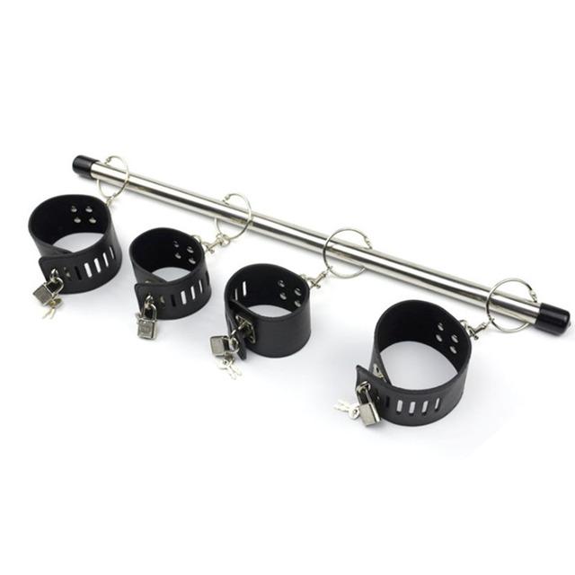 PU Leather Handcuffs With Stainless Steel Pipe Bondage Kit Adult Game For Women&Men Products Intimate Toys For Couples Bdsm