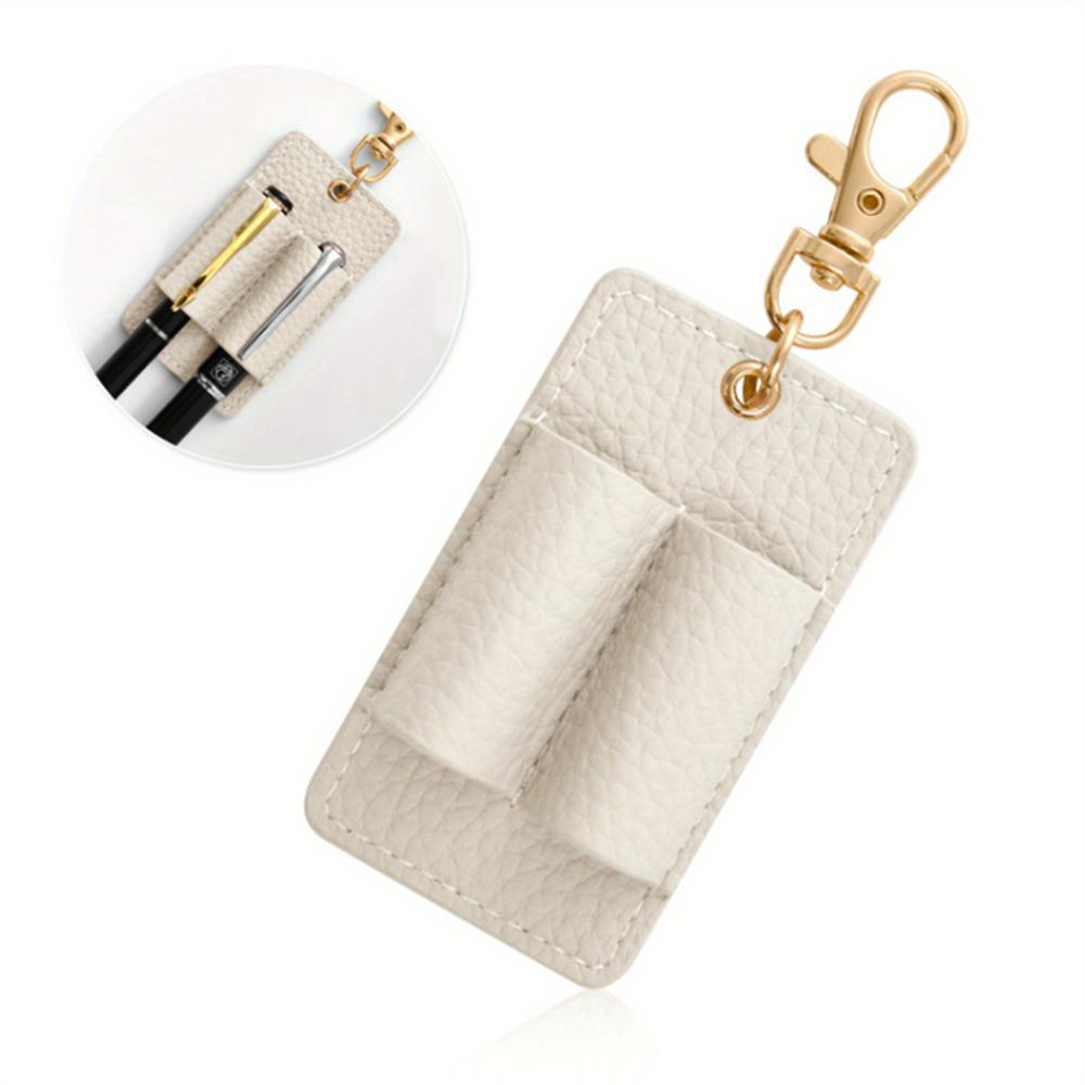 Tragbarer PU-Leder-Lanyard-Stifthalter Halsketten-Stil mit Schlüsselanhänger Stifteetui Stifttasche Verschleißfest Langlebig Stiftclip Schlüsselring