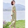 Women's Mid-Aged Summer V-Neck Top & Cropped Pants Set