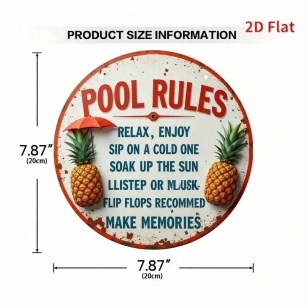 Vintage Tin Metal Sign Pool Rules Retro Wall Decor for Pub Bar Cafe