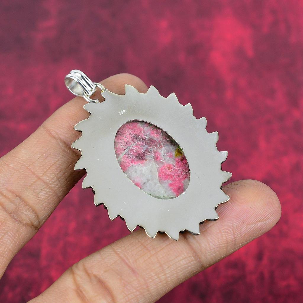 Pendentif en pierre précieuse de thulite rose, bijoux en argent sterling 925, bijoux pendentif antiques faits à la main, cadeau pour mère