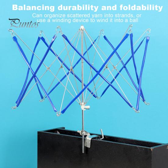 Yarn Swift Foldable Metal Yarn Winder Portable Umbrella Yarn Ball Swift Skein Holder with Table Clamp for Knitting Crochet Supplies