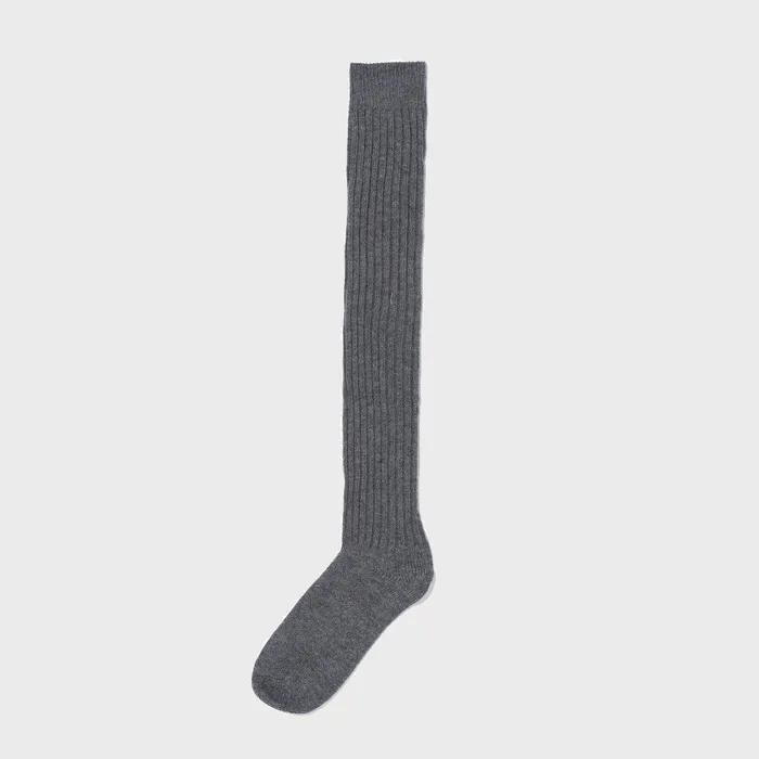 Classic Ribbed Knee Socks (Charcoal)