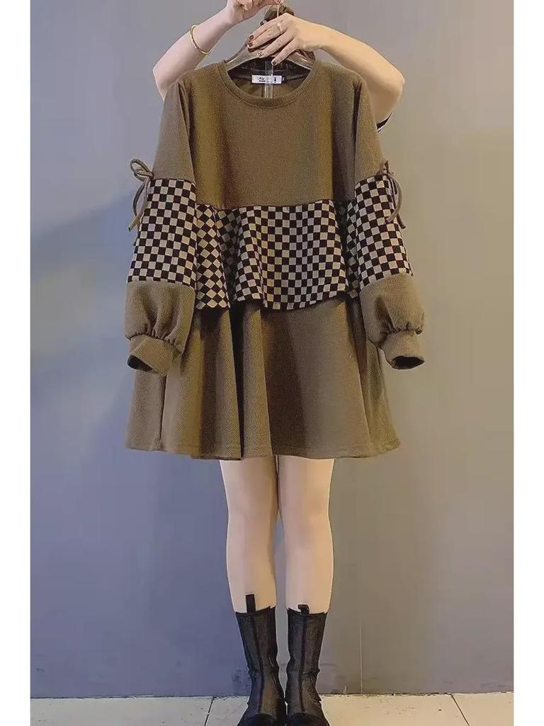 2024 Frühling/Herbst Koreanischer Stil Übergröße Damen Zweiteilige Oberteile: Figurschmeichelnde Sweatshirts für einen schlankmachenden Look