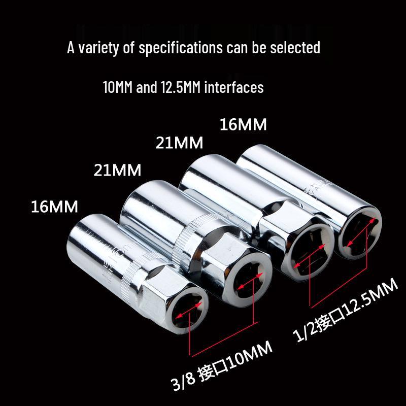Dual-Size Extended Spark Plug Socket Wrench, 16mm & 21mm