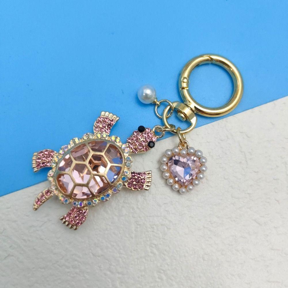 Rhinestone Marine Turtle Pendant Colorful Ocean Hanging Pendant Turtle Keychain  Car Key Pendant
