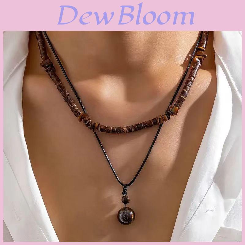 Artificial Turquoise Multilayer Collar Necklace With Geometric Pendant For Boho Women