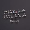 16G Titanium Steel Opal & Zircon Stud Earrings - Korean Fashion Piercing Earring