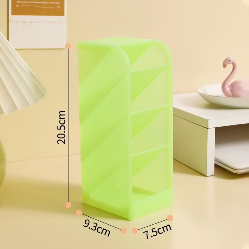 Macaron Color 4 Grid Oblique Insertion Desktop Organizer Pen Holder Pencil Makeup Brush Storage Box School Stationery Quality