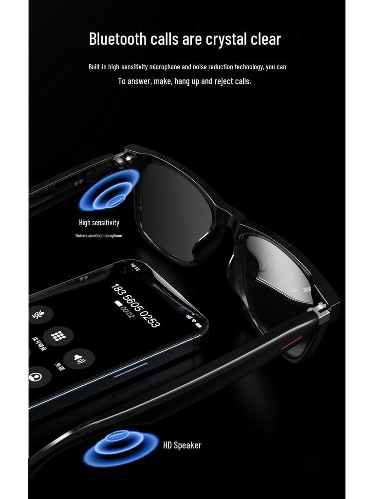 E13 AI Bluetooth-Brille der 3. Generation: Ohrhörer, Sprachübersetzer und Sonnenbrille mit austauschbarem Rahmen