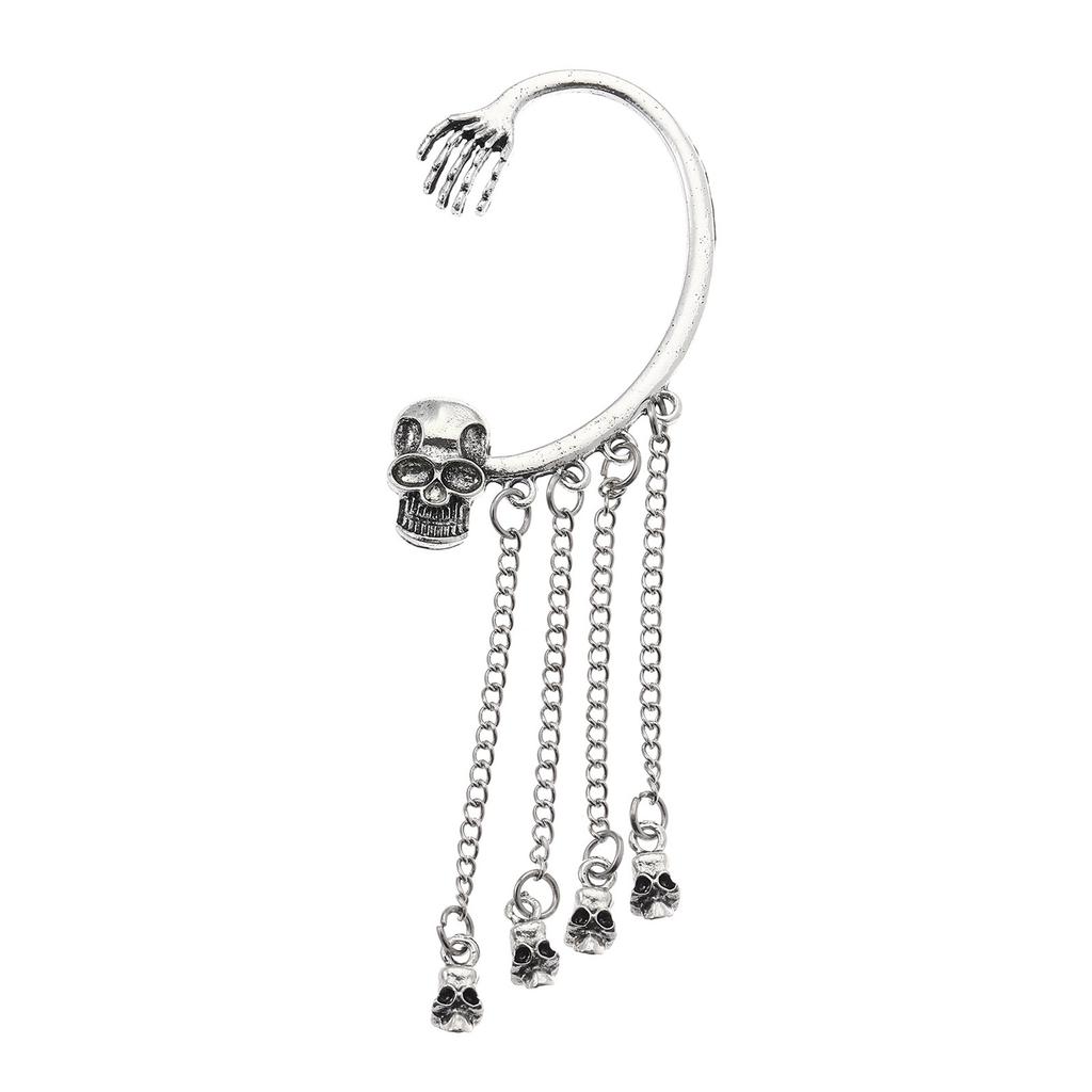 Unique Skull Tassels Earring Fashion Dangle Ear Cuff Comfortable Ear Jewelry Alloy Texture Suitable for Party Wear