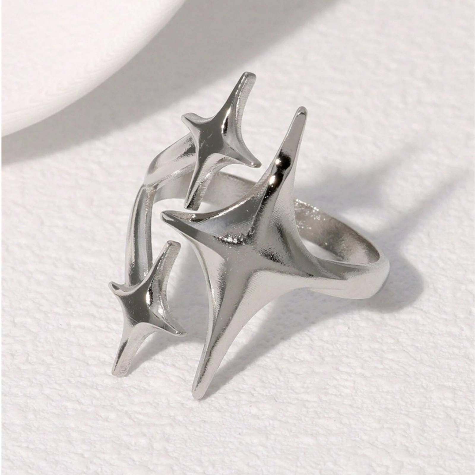 Stainless Steel Star Open Rings for Women Girls Fashion Jewelry Accessories Wholesale