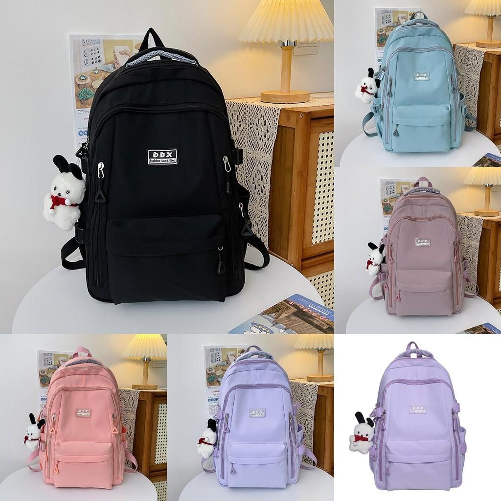 Large Capacity Simple Backpack With Solid Color And Letter Design Daily For