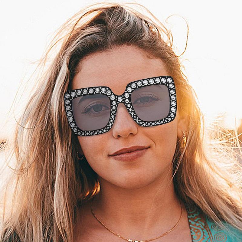 Women Fashion Rhinestone Sunglasses Steampunk Vintage Rhinestone Sunglasses Lens Sun Glasses Shades for Female