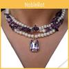 Geometric Pearl Necklace With Crystal Pendant For Women Summer