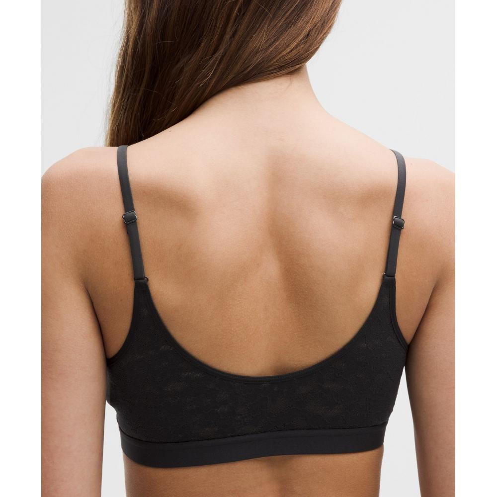 Lululemon LACe SCoop NeCk Logo BrAlette  A C Cups blACk