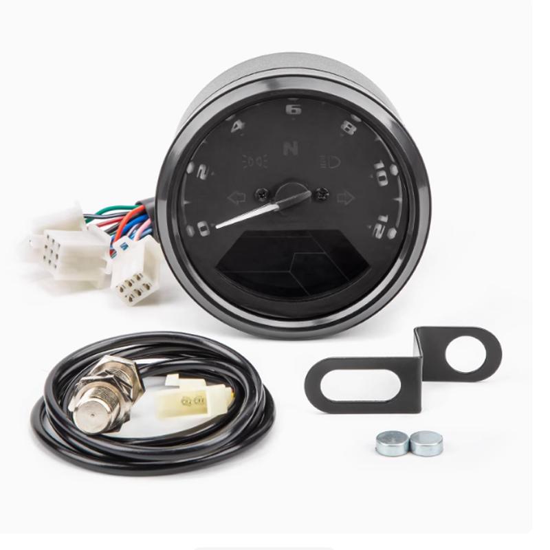Universal Motorcycle Meter Speedometer Digital Odometer 12000RPM kmh/mph LCD with Gear Indicator Digital Panel for Honda Yamaha Black one set