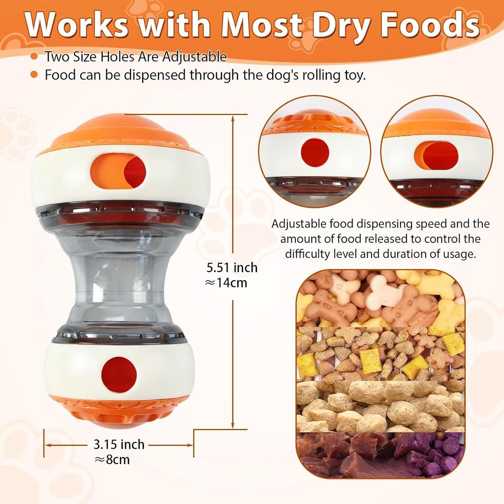 Interactive Dog Treat Dispenser Ball, Rolling Leak Food Puzzle Toy, Slow Feeder For Chew Teeth Health, Durable Pet Toy Suitable For All Breeds