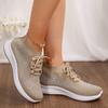 Damen Sneaker Mesh Sportschuhe Schnürschuhe Kristall Designer Laufschuhe Tennis Flats Freizeitschuhe Atmungsaktiv Komfort Zapatos Mujer