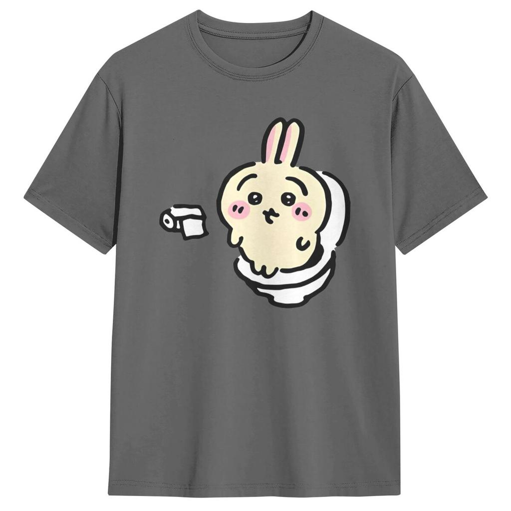 Usagi On The Toilet Potty Chiikawa Hachiware Poop Pooping T Shirts Short Sleeve Tshirt Summer Cotton O-Neck Oversized Top Tees