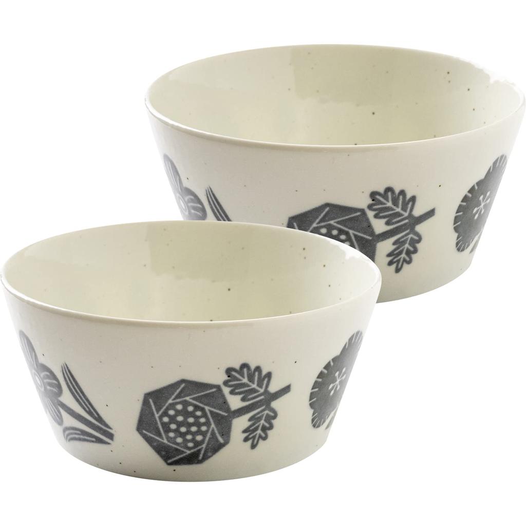 Minoru Pottery Mino Ware PLANTAREE-RIKKA- 130 Pack Bowl White Set of 2 13.0cm