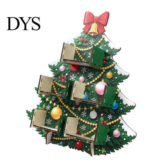 Acrylic Dessert Organizer for Parties Christmas Tree Wooden Candy Display Stand, Drawer Dustproof Snack Box Party Table, Holiday Treat Holder, Festive